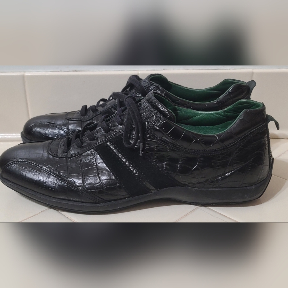 Vintage Canali Black Croc Leather Sneakers Men's Size EU 41/ US 8